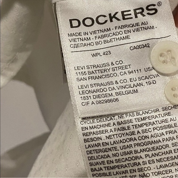 Dockers Men’s Alpha Khaki Diamond Button Up Shirt. Slim Fit. Size Large. White - Picture 7 of 10